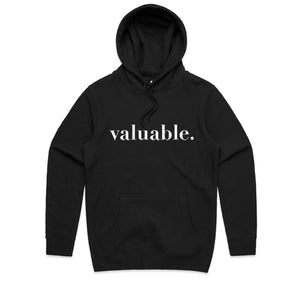 Open image in slideshow, VALUABLE. WOMENS (HEAVYWEIGHT) HOODIE
